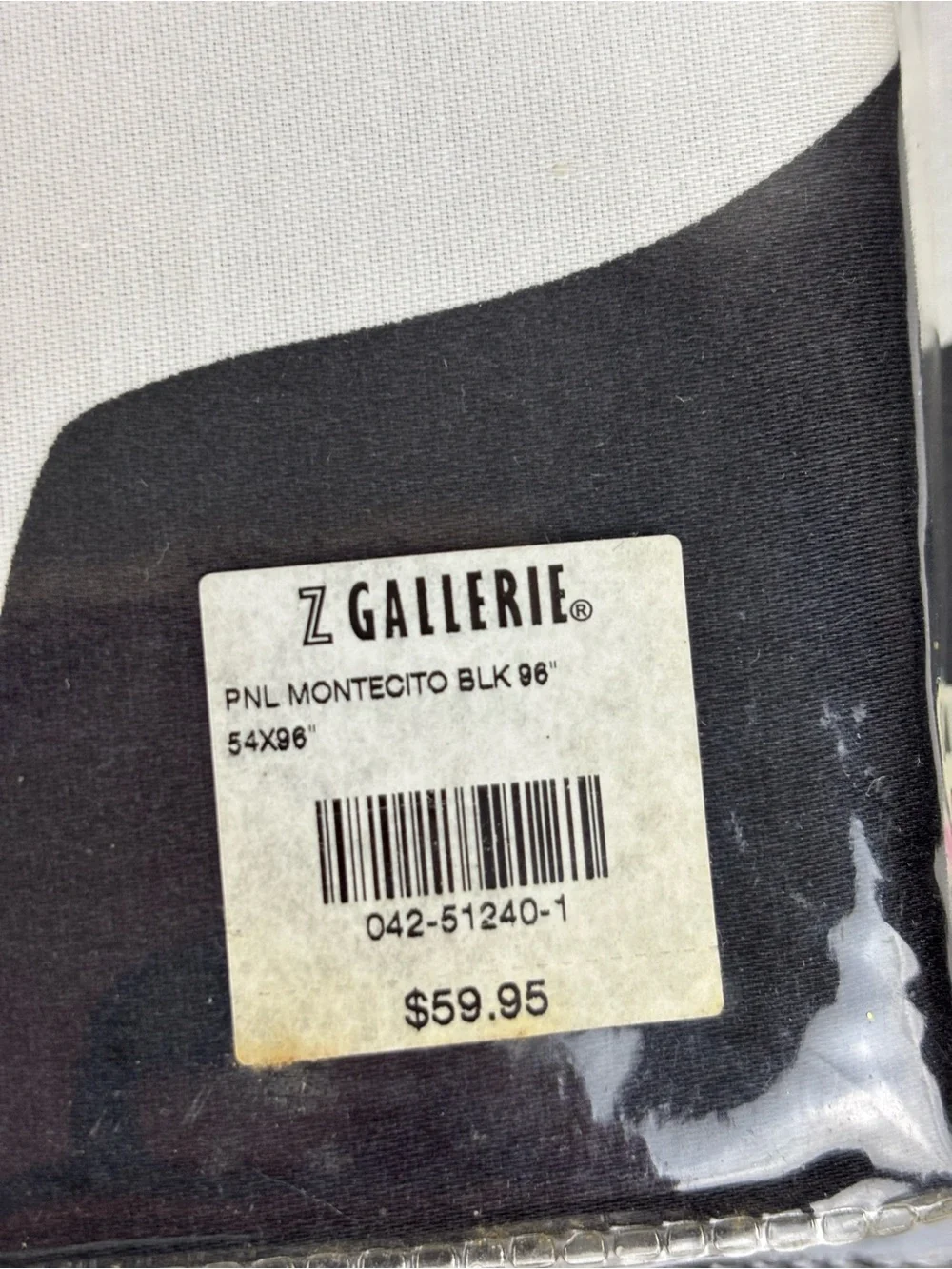 Z Gallerie Montecito Drapery Panels-pair(2)-Bold Blk/Wht Scroll Print-NEW